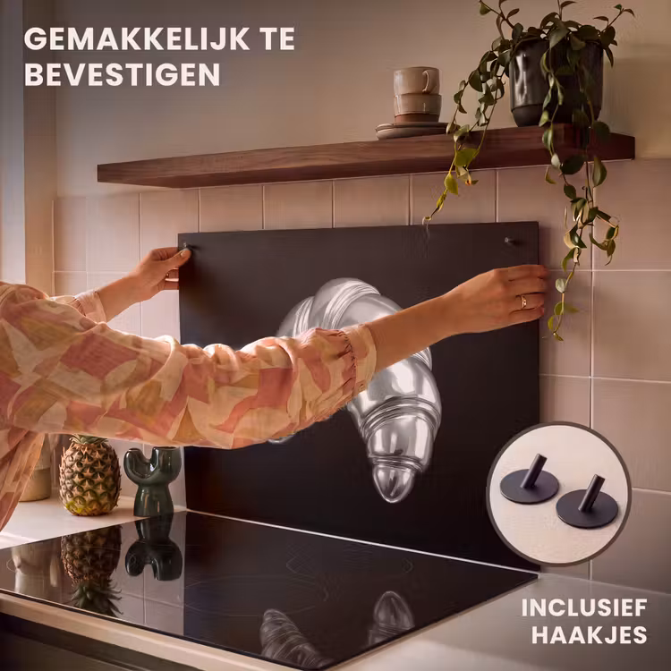 Inductie beschermer en spatscherm (2in1) - Croissant - Metaal - Zilver — 7