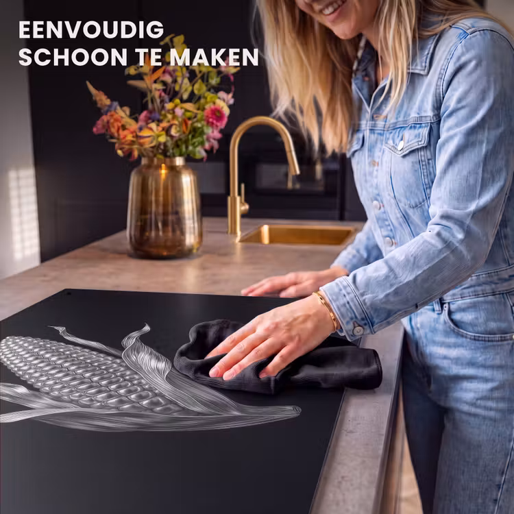 Inductie beschermer en spatscherm (2in1) - Maïskolf - Glanzend metaal - Elegant — 5