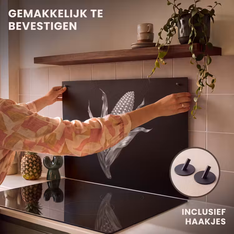 Inductie beschermer en spatscherm (2in1) - Maïskolf - Glanzend metaal - Elegant — 7