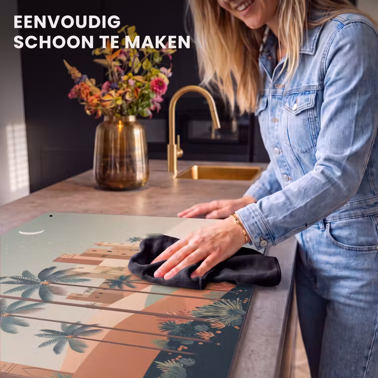 Inductie beschermer en spatscherm (2in1) - Nachtlandschap - Kamelen - Sterren - zandduinden — 5