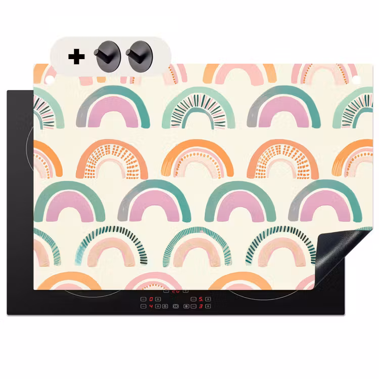 Inductie beschermer en spatscherm (2in1) - Regenboog - Pastel - Patroon — 1
