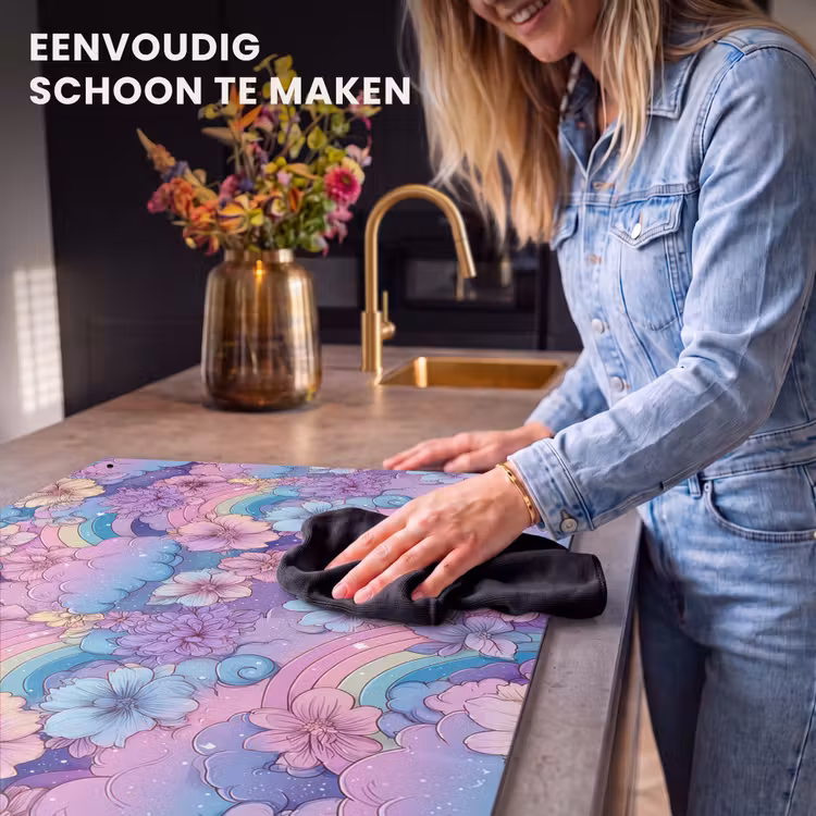 Inductie beschermer en spatscherm (2in1) - Regenbogen - Bloemen - Kleurrijk - Wolken — 5