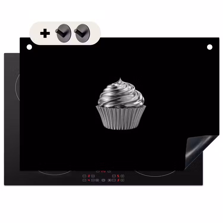 Inductie beschermer en spatscherm (2in1) - Cupcake - Luxueus - Zilver — 1