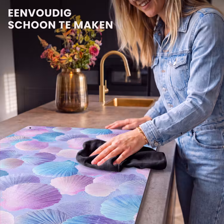 Inductie beschermer en spatscherm (2in1) - Schelpen - Paars - Blauw - Patroon — 5