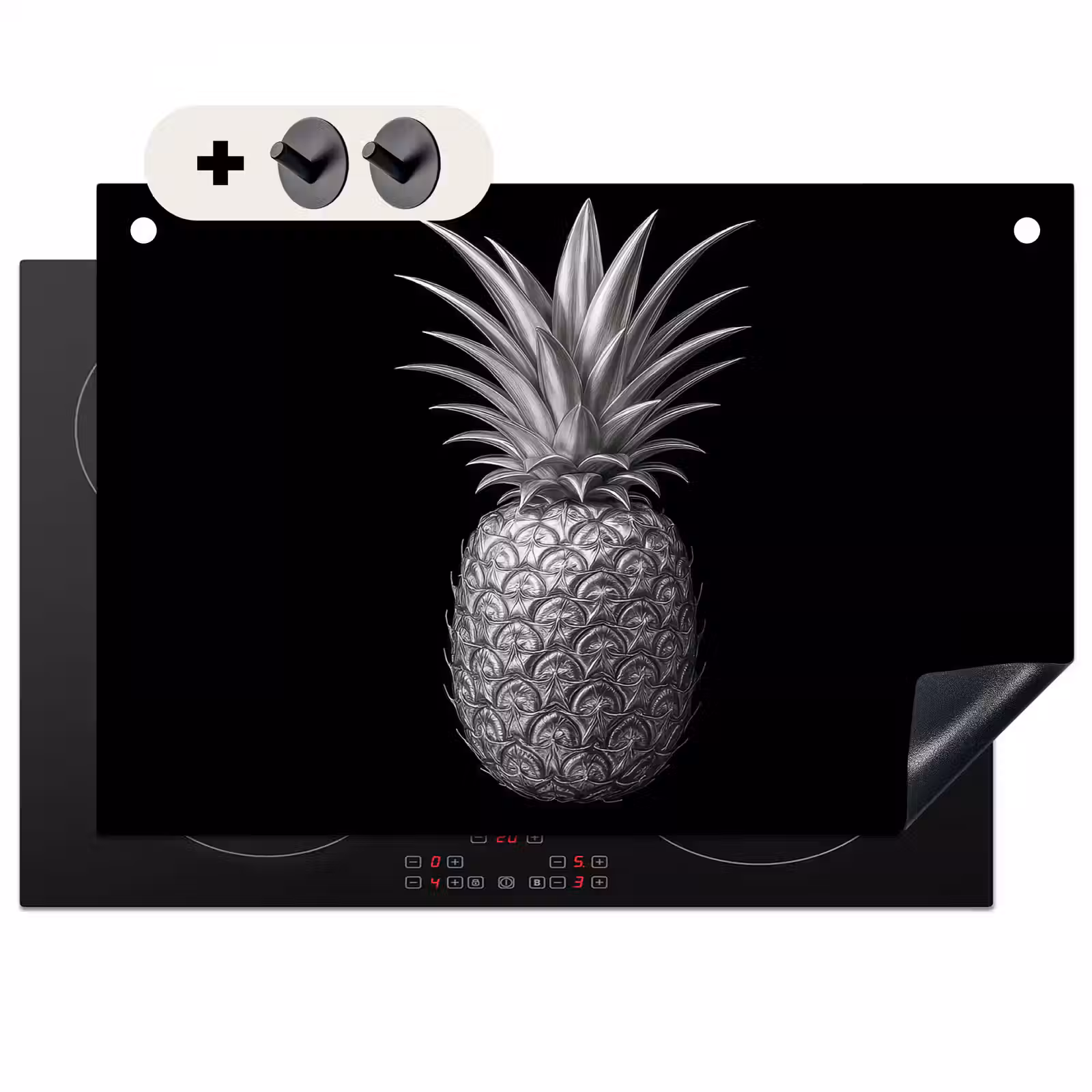 Inductie beschermer en spatscherm (2in1) - Ananas - Gedetailleerd - Bladeren — 1