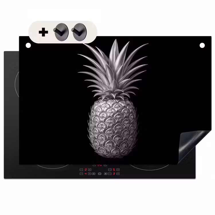 Inductie beschermer en spatscherm (2in1) - Ananas - Gedetailleerd - Bladeren — 1