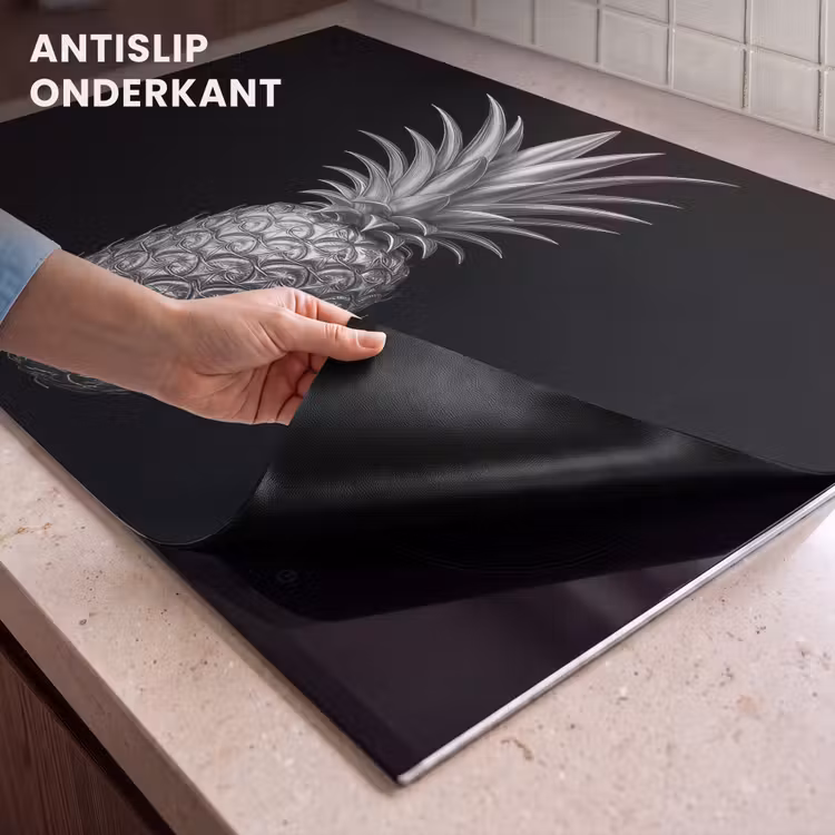Inductie beschermer en spatscherm (2in1) - Ananas - Gedetailleerd - Bladeren — 4