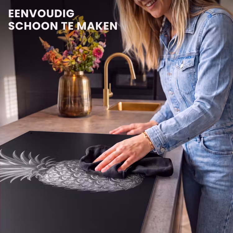Inductie beschermer en spatscherm (2in1) - Ananas - Gedetailleerd - Bladeren — 5