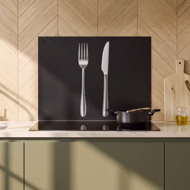 Inductie beschermer en spatscherm (2in1) - Bestek - Klassiek - Elegant — 2