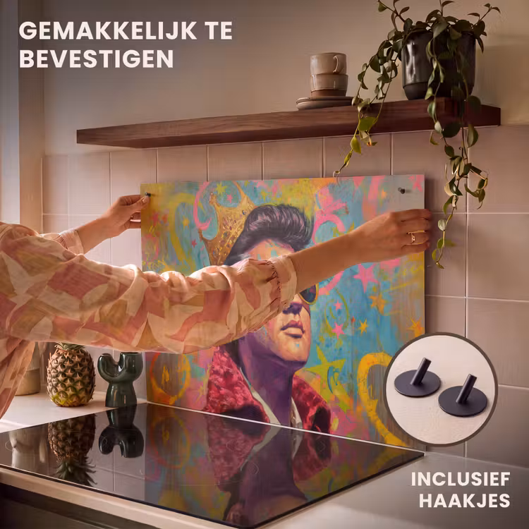 Inductie beschermer en spatscherm (2in1) - Kleurrijk portret - Kroon - Sterren — 7