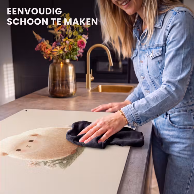 Inductie beschermer en spatscherm (2in1) - Schaap - Beige - Bloemen — 5