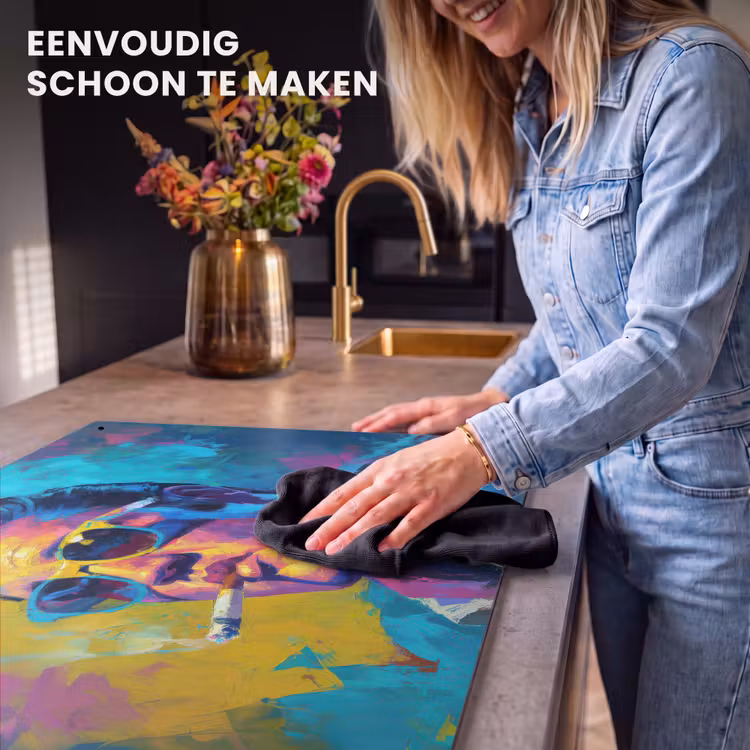 Inductie beschermer en spatscherm (2in1) - Portret - Sigaret - Kleurrijk - Bril — 5