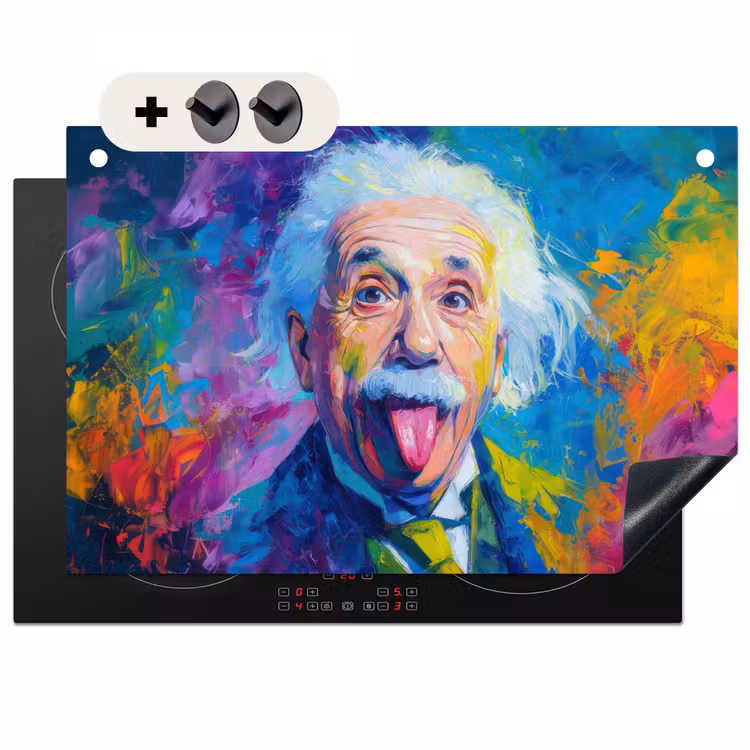 Inductie beschermer en spatscherm (2in1) - Oude man - Expressief - Kleurrijk — 1