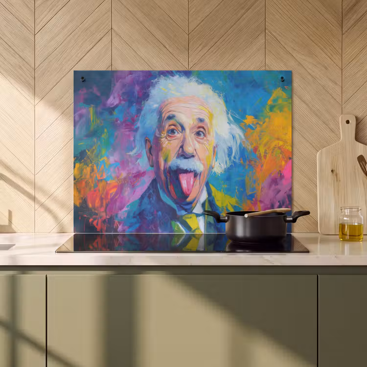 Inductie beschermer en spatscherm (2in1) - Oude man - Expressief - Kleurrijk — 2