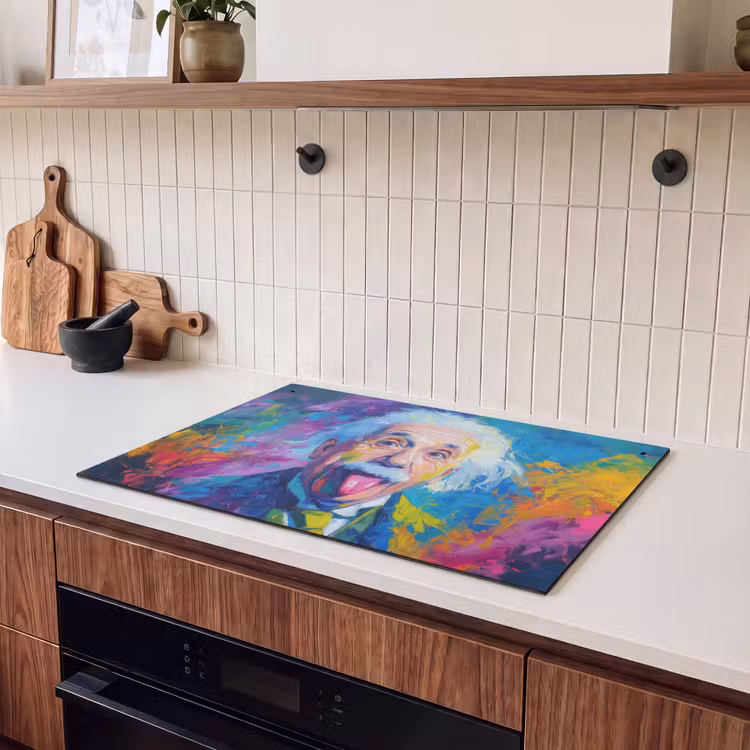 Inductie beschermer en spatscherm (2in1) - Oude man - Expressief - Kleurrijk — 3