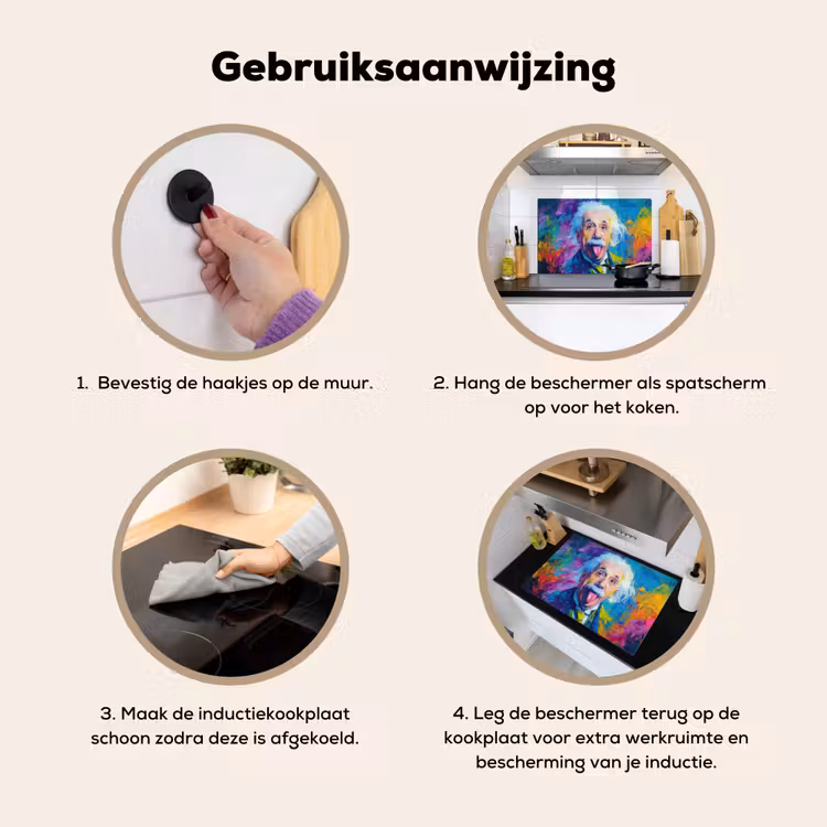 Inductie beschermer en spatscherm (2in1) - Oude man - Expressief - Kleurrijk — 6