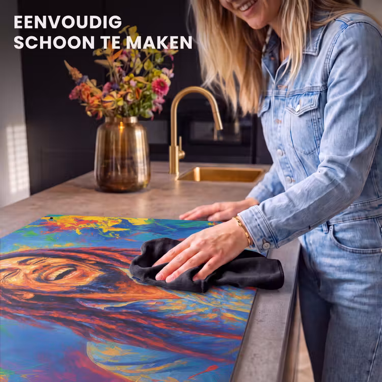 Inductie beschermer en spatscherm (2in1) - Regenboogkleuren - Man - schilderij — 5
