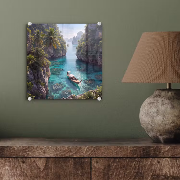 Glas schilderij - Eiland - Tropisch - Water - Palmbomen - Natuur — 4