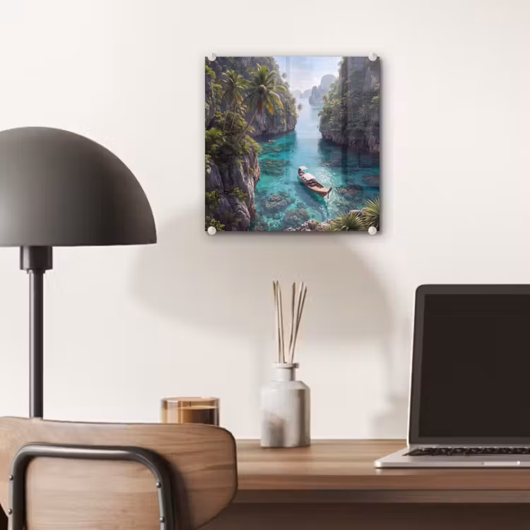 Glas schilderij - Eiland - Tropisch - Water - Palmbomen - Natuur — 7