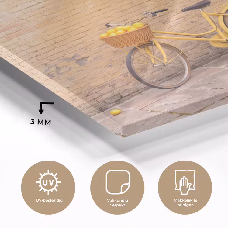 Glas schilderij - Fiets - Mand - Eten - Geel - Zomer — 3