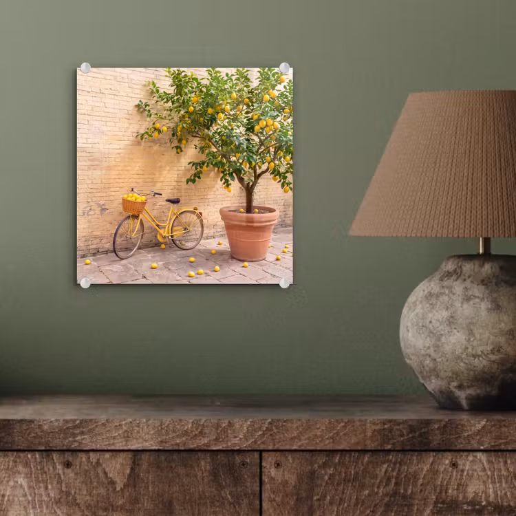 Glas schilderij - Fiets - Mand - Eten - Geel - Zomer — 4