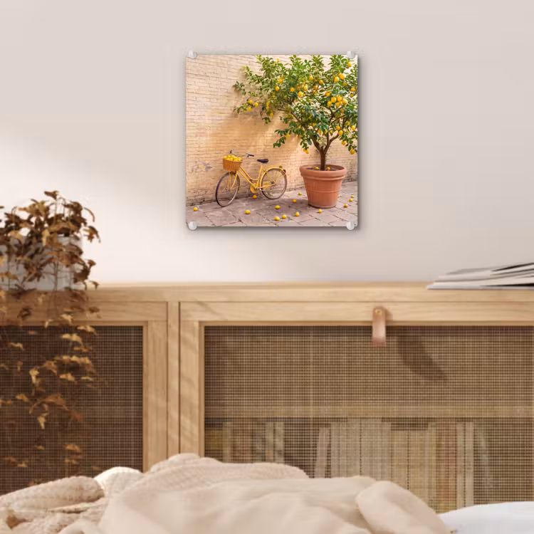 Glas schilderij - Fiets - Mand - Eten - Geel - Zomer — 5