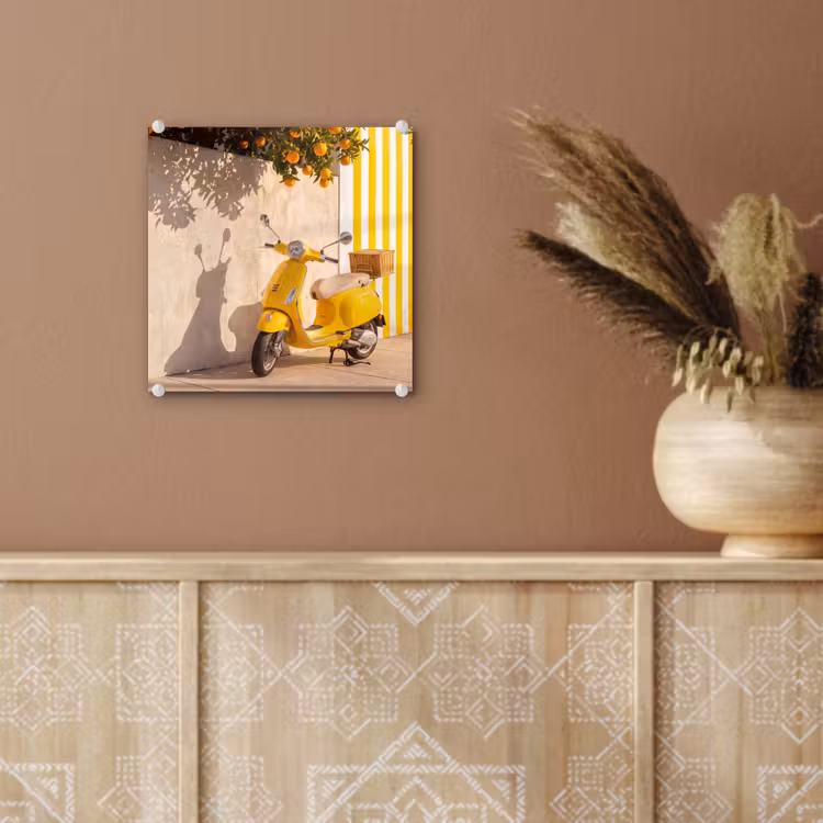 Glas schilderij - Scooter - Natuur - Zomer - Geel - Mediterraan — 6