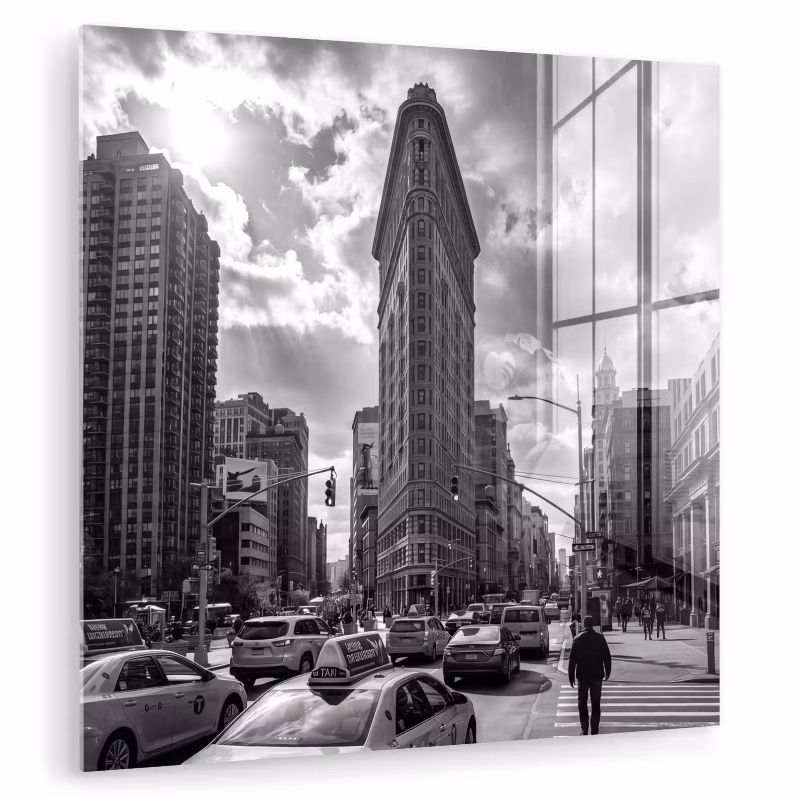 Glas schilderij - Gebouw - Hoogbouw - Stad - Architectuur - Zwart-wit — 1