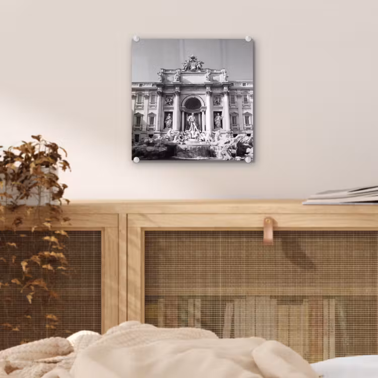 Glas schilderij - Fontein - Beelden - Architectuur - Zwart-wit — 5