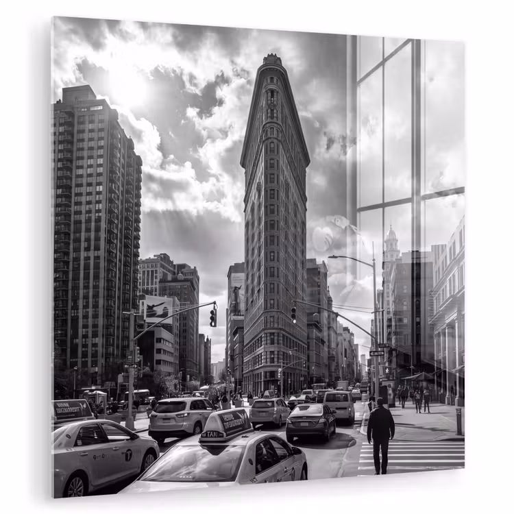 Glas schilderij - Gebouw - Hoogbouw - Stad - Architectuur - Zwart-wit — 1