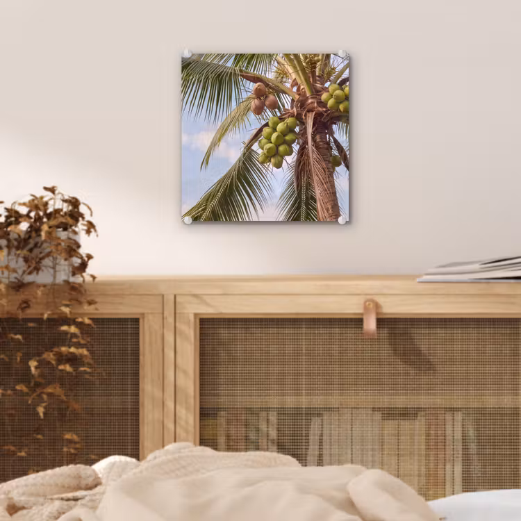 Glas schilderij - Kokosnoot - Boom - Tropisch - Natuur - Groen — 5