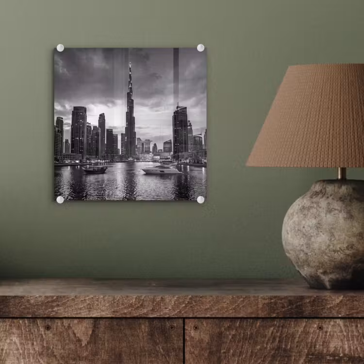 Glas schilderij - Stad - Skyline - Architectuur - Avond - Zwart-wit — 4