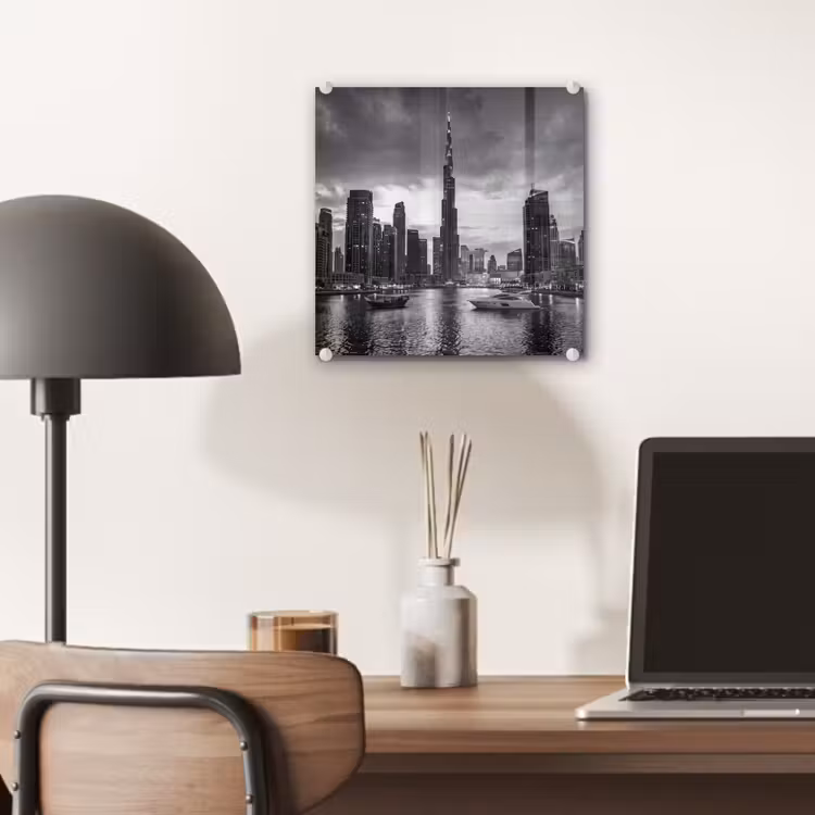Glas schilderij - Stad - Skyline - Architectuur - Avond - Zwart-wit — 7
