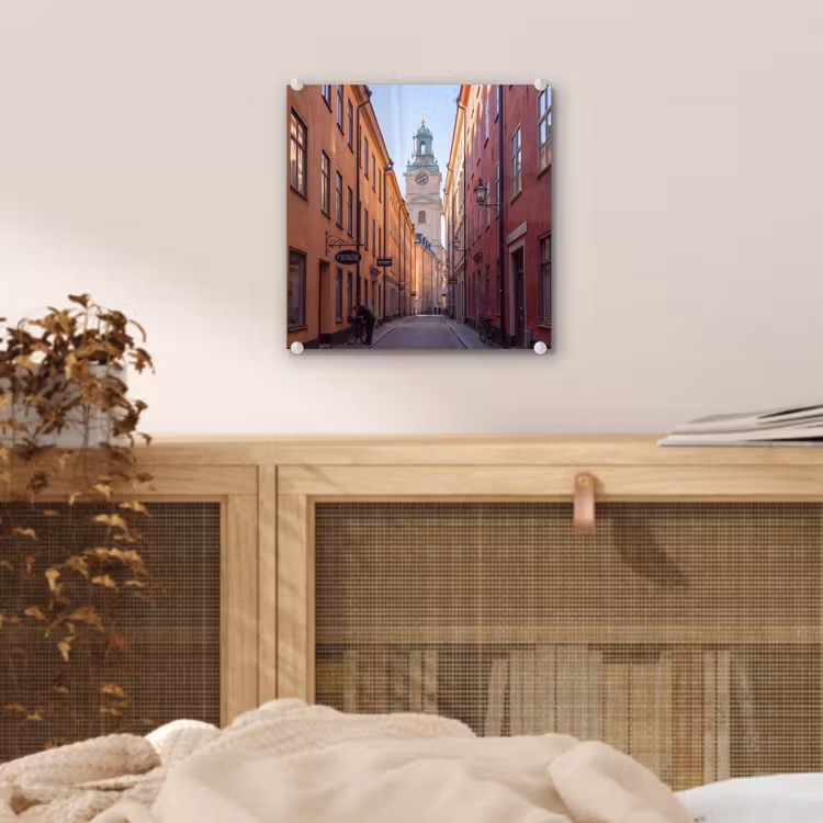 Glas schilderij - Straat - Klokkentoren - Stad - Architectuur - Historisch — 5