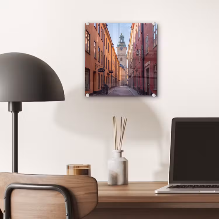 Glas schilderij - Straat - Klokkentoren - Stad - Architectuur - Historisch — 7