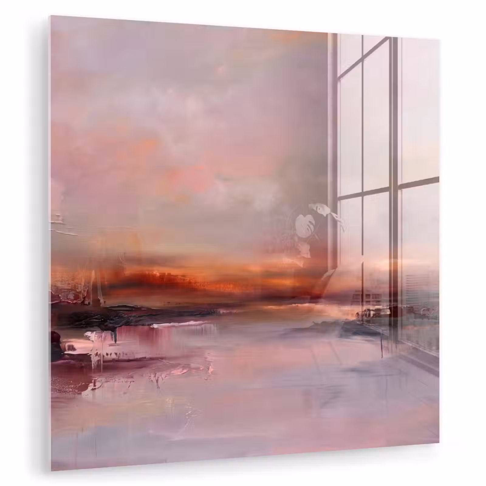 Glas schilderij - Landschap - Zonsondergang - Abstract - Modern - Roze — 1