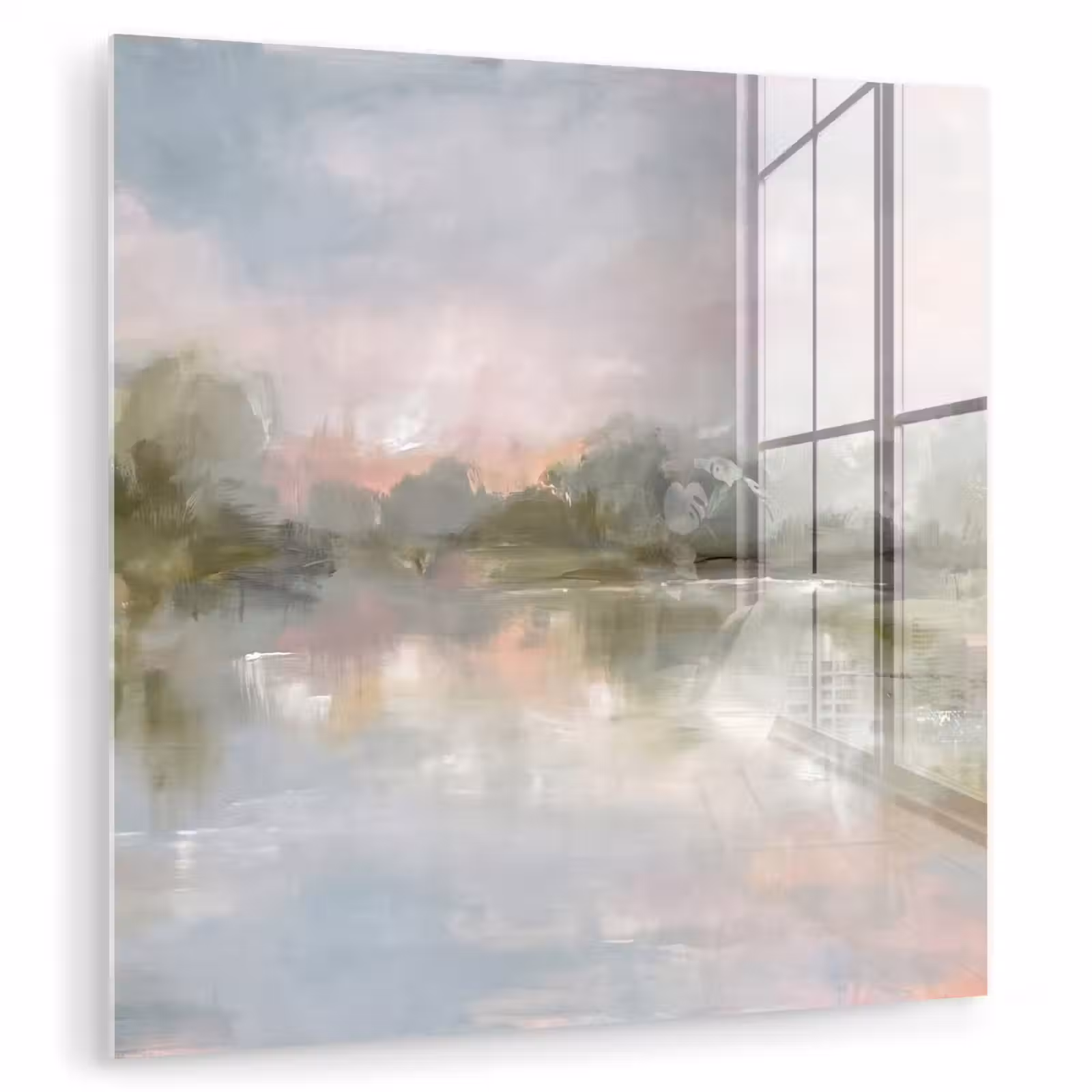 Glas schilderij - Natuur - Landschap - Abstract - Water - Groen — 1