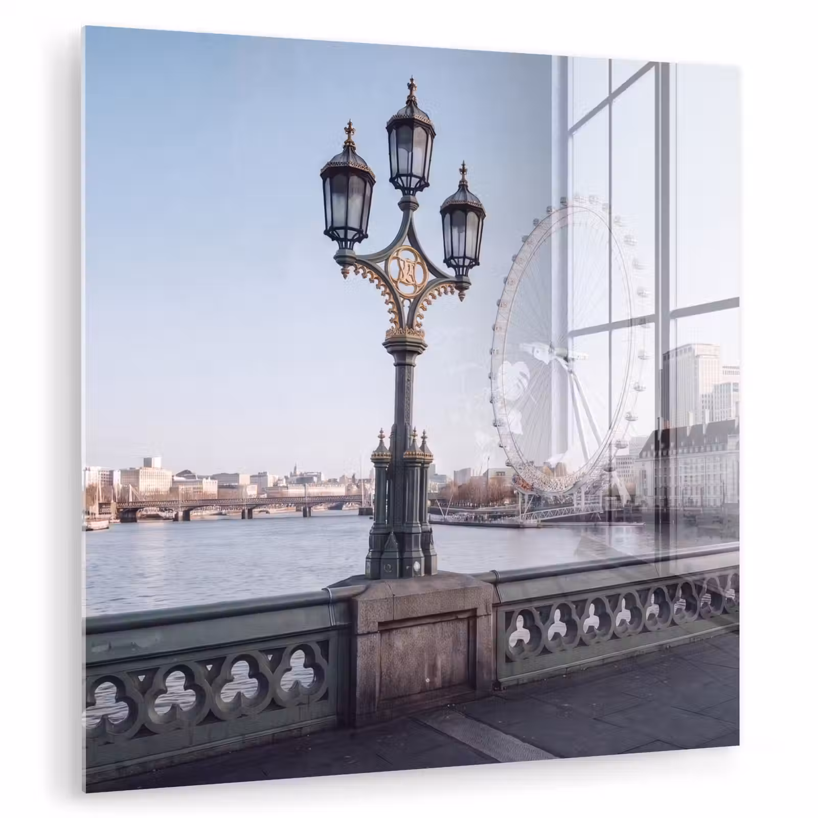 Glas schilderij - Reuzenrad - Londen - Stad - Architectuur - Brug — 1