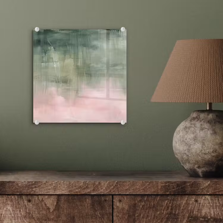 Glas schilderij - Kunst - Abstract - Modern - Groen - Roze — 4