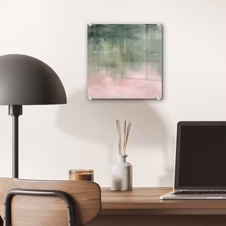 Glas schilderij - Kunst - Abstract - Modern - Groen - Roze — 7
