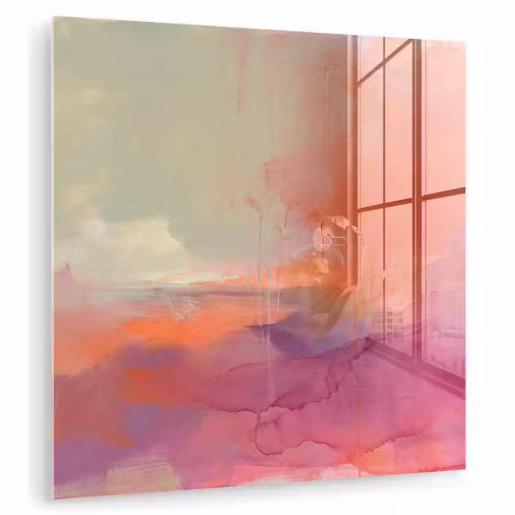 Glas schilderij - Kunst - Vloeiend - Overgangen - Oranje — 1