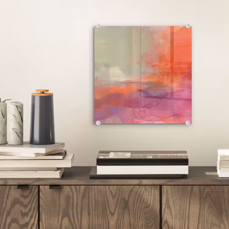 Glas schilderij - Kunst - Vloeiend - Overgangen - Oranje — 2