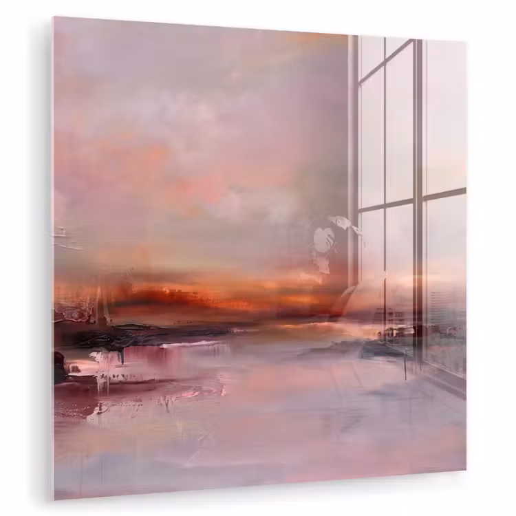 Glas schilderij - Landschap - Zonsondergang - Abstract - Modern - Roze — 1