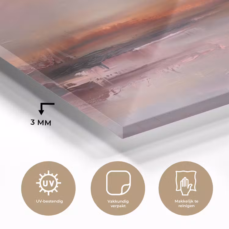 Glas schilderij - Landschap - Zonsondergang - Abstract - Modern - Roze — 3