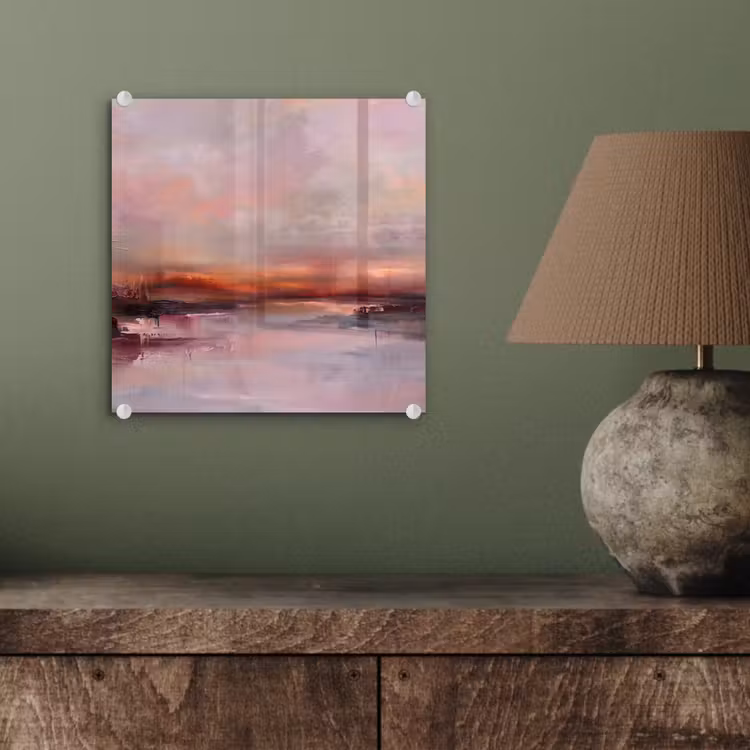 Glas schilderij - Landschap - Zonsondergang - Abstract - Modern - Roze — 4