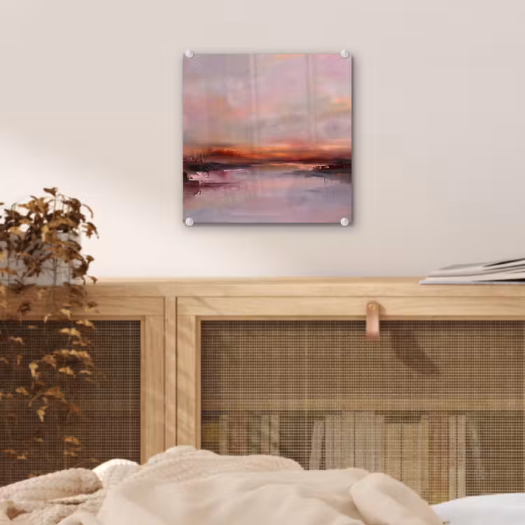 Glas schilderij - Landschap - Zonsondergang - Abstract - Modern - Roze — 5