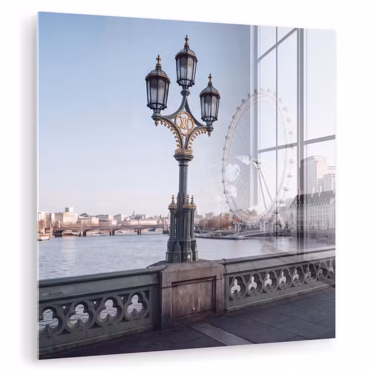 Glas schilderij - Reuzenrad - Londen - Stad - Architectuur - Brug — 1