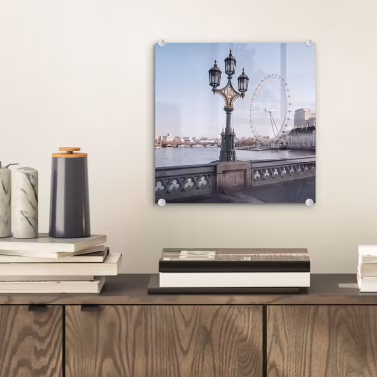 Glas schilderij - Reuzenrad - Londen - Stad - Architectuur - Brug — 2