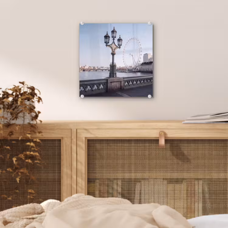 Glas schilderij - Reuzenrad - Londen - Stad - Architectuur - Brug — 5