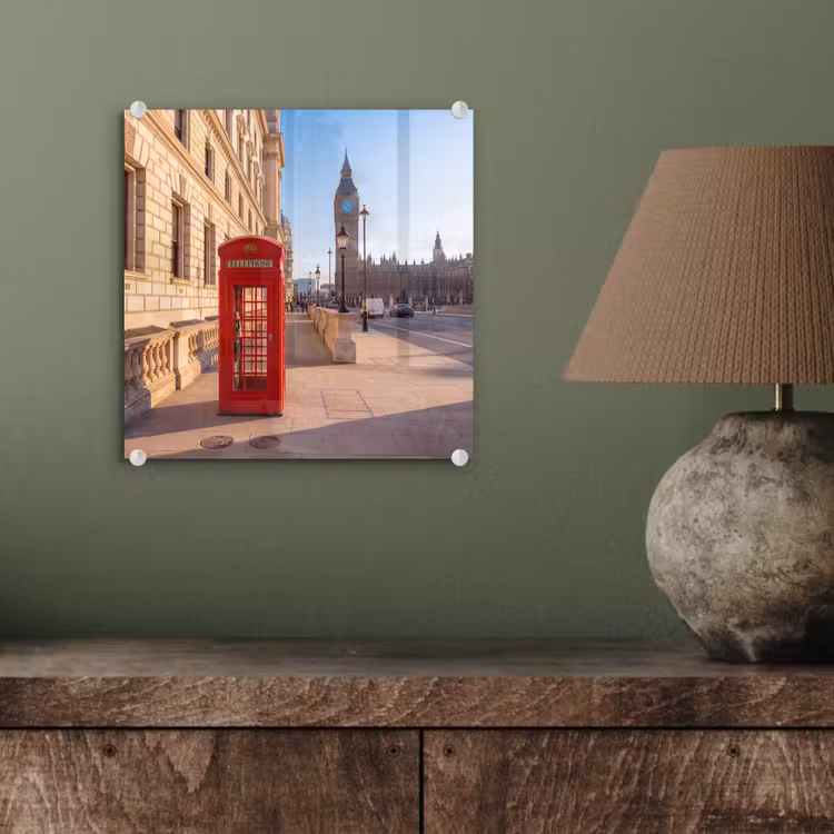 Glas schilderij - Telefooncel - Rood - Londen - Stad - Architectuur — 4
